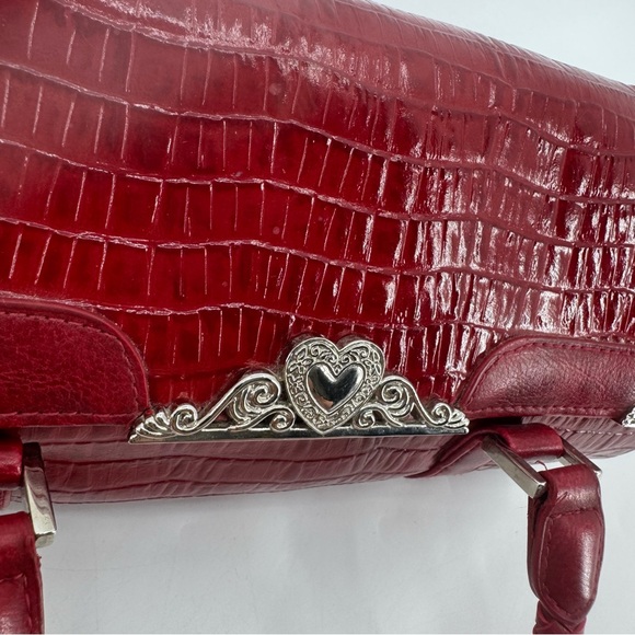 Vintage Y2K Vegan Leather Croc Embossed Heart Filagree Geo Roll Shoulder Bag - Picture 2 of 13